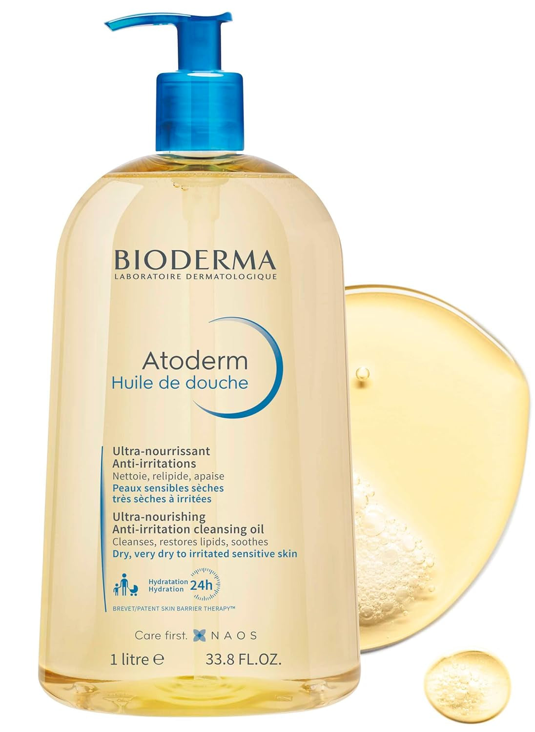 Bioderma Atoderm Shower Oil, Cleansing Oil for Face & Body, urishing Cleansing Oil for Dry to Atopic Sensitive Skin for Softer & Smooth Skin for Your Whole Family